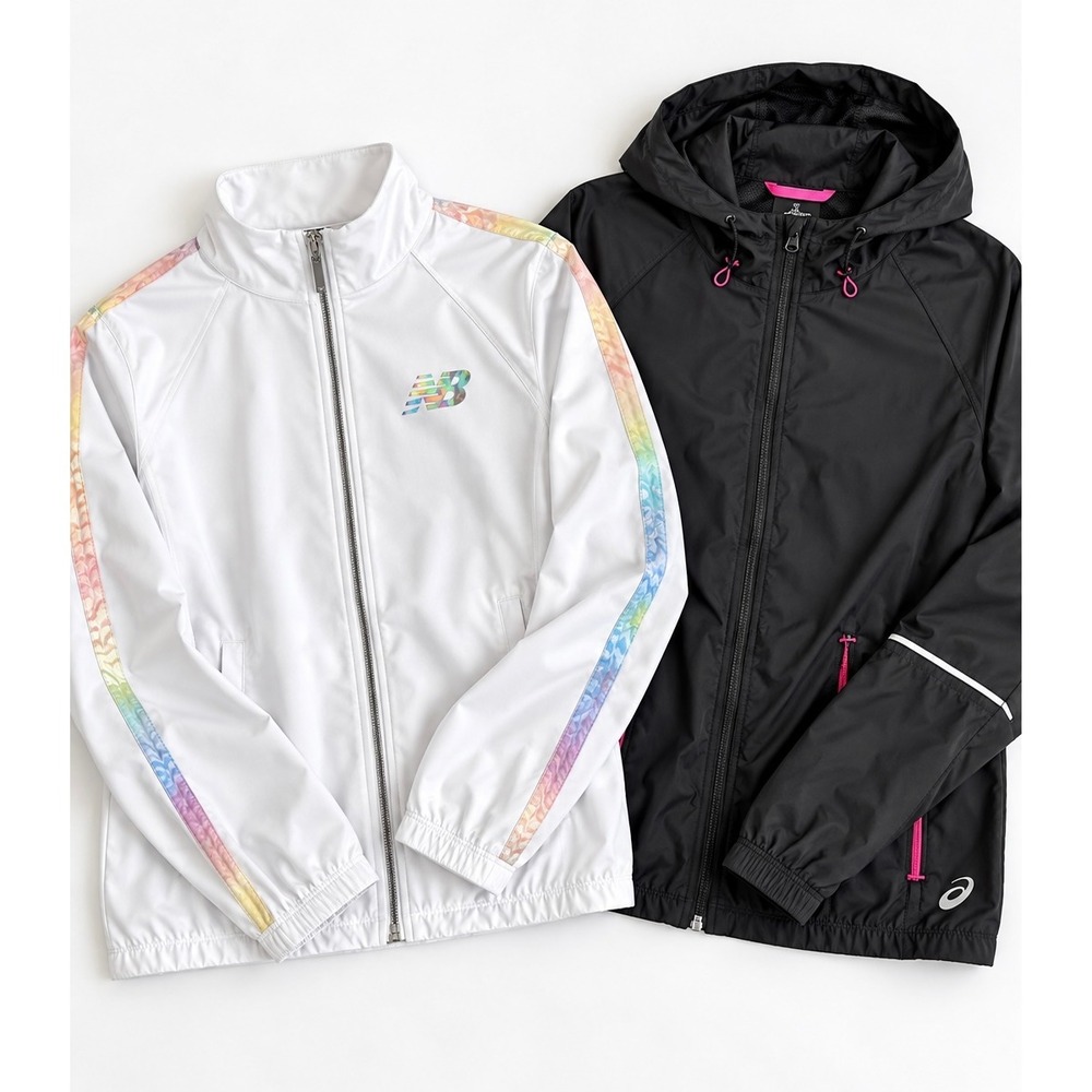 Women's Athletic Jacket Bundle New Balance S & ASICS XS Zip Up Windbreakers